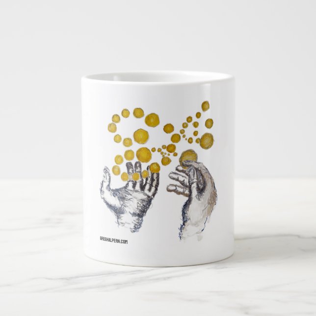 Hands outstretched for the future large coffee mug (Front)