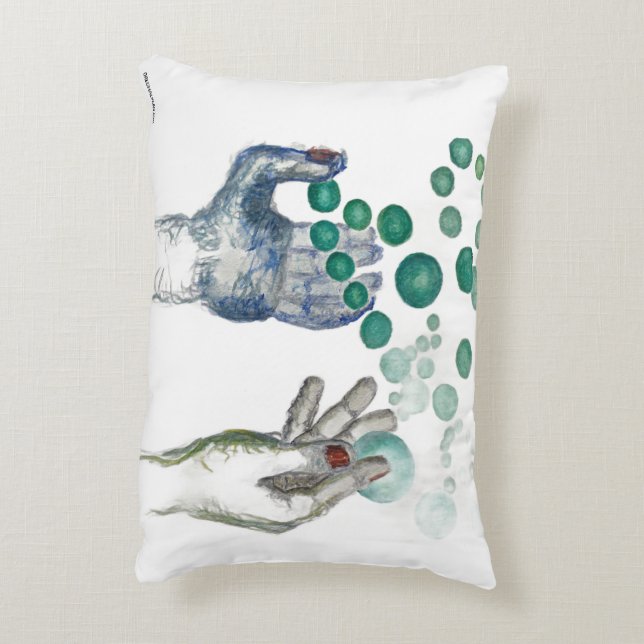 Hands Outstretched with Golden Globes Accent Pillow (Back(Vertical))