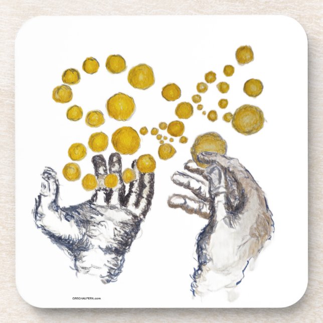 Hands Outstretched with Golden Globes Coaster (Front)