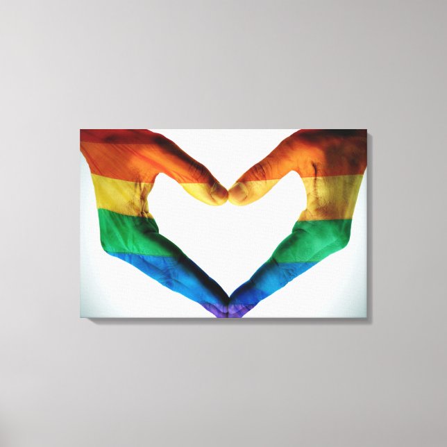Hands Painted as a Rainbow Heart Canvas Print (Front)