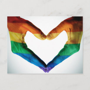 Hands Painted as a Rainbow Heart Postcard