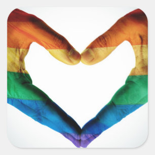 Hands Painted as a Rainbow Heart Square Sticker