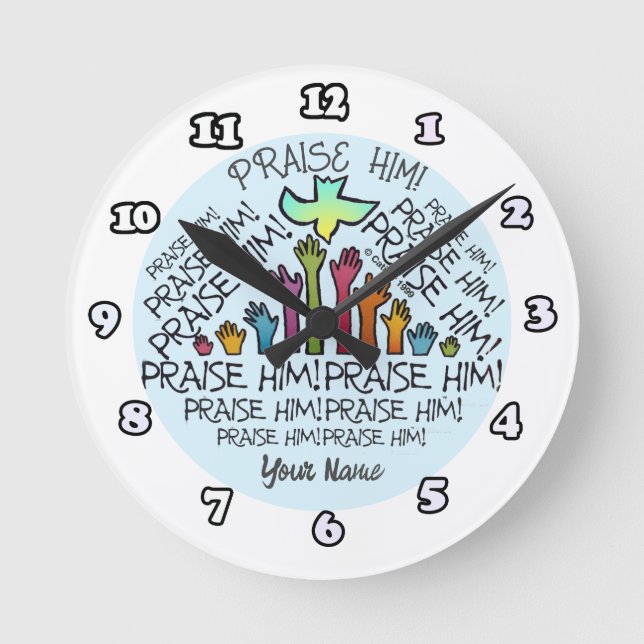 Hands Praise Him Christian clock (Front)