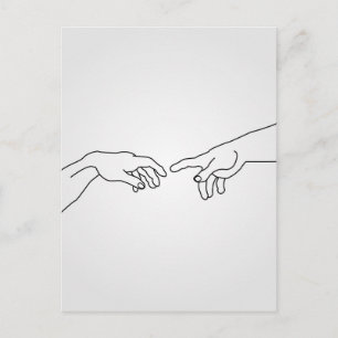 Hands showing the creation of Adam Postcard