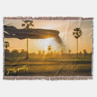 Hands Sifting Grain Rural Landscape  Throw Blanket