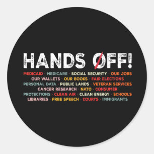 Hands Vintage Off Protest Classic Round Sticker