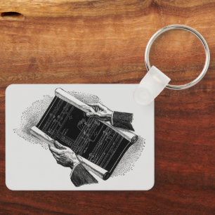 Hands w Architectural Blueprints, Vintage Business Keychain