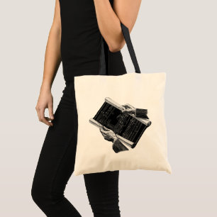 Hands w Architectural Blueprints, Vintage Business Tote Bag