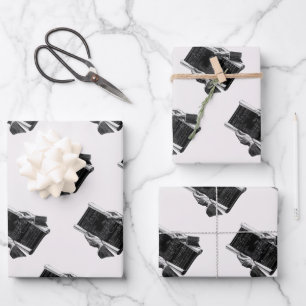 Hands w Architectural Blueprints, Vintage Business Wrapping Paper Sheet