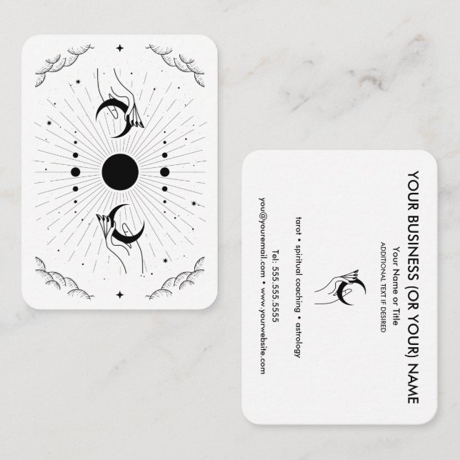 Hands with Moons Tarot Psychic Business Card (Front/Back)