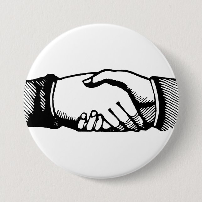 Handshake Button with Retro Vintage Hands (Front)