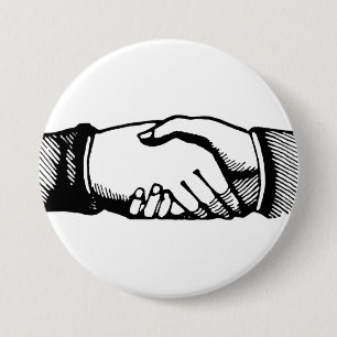 Handshake Button with Retro Vintage Hands