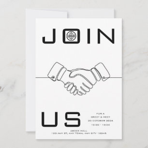 Handshake Line Art Business Networking Invitation