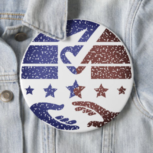 Handshake of national duty 6 inch round button