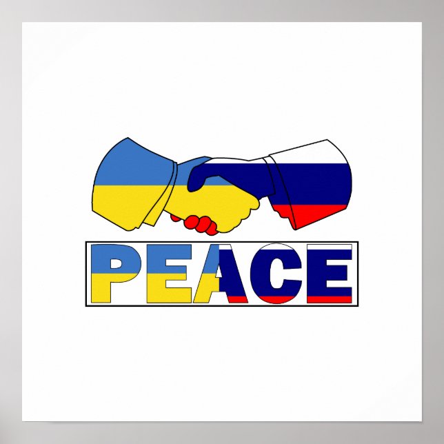 Handshake of Peace, Ukraine Russia Flag Poster (Front)