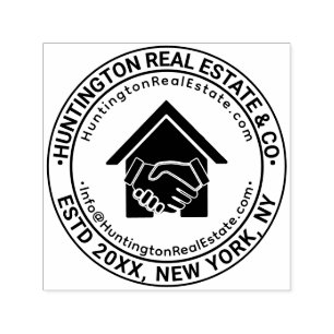 Handshake Real Estate Business Name URL Email #2 Self-inking Stamp