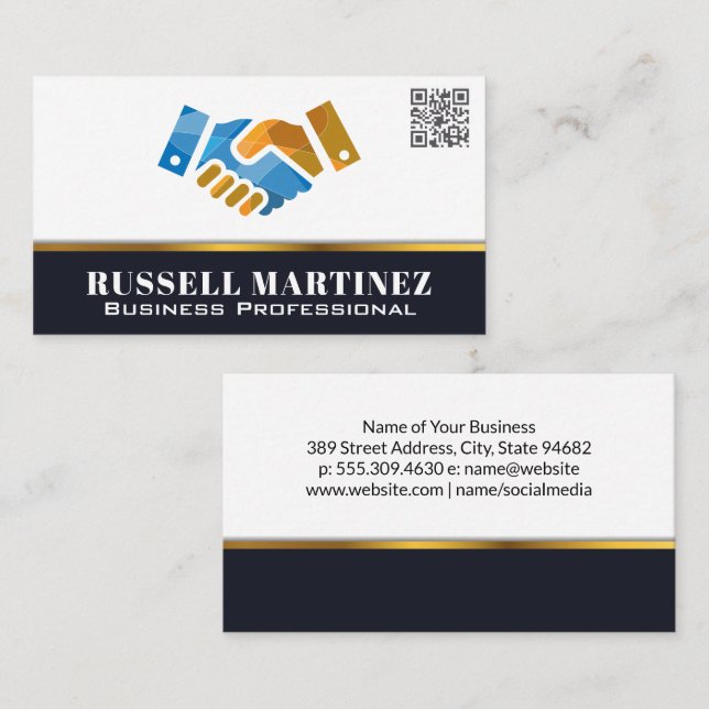 Handshaking Logo | QR  Code Business Card (Front/Back)
