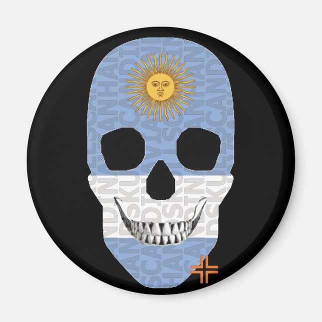 HANDSKULL Argentina round magnet   B2 (Front)