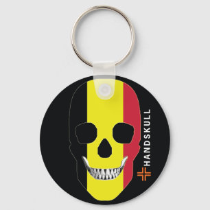 HANDSKULL Belgium,Happy skull,Belgium flag Keychain
