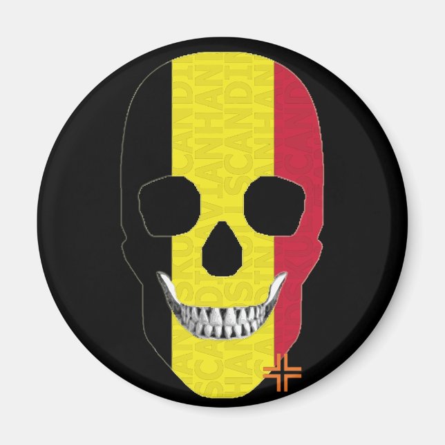 HANDSKULL Belgium round magnet   B2 (Front)