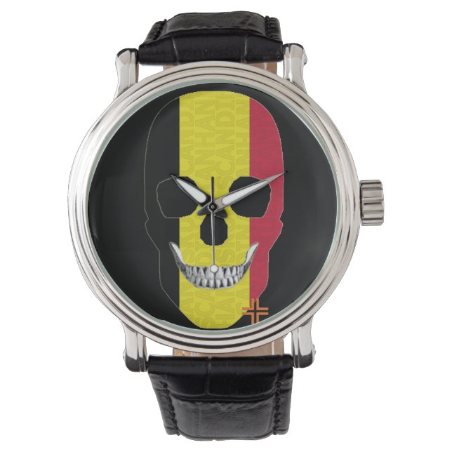 HANDSKULL Belgium watch mens leather  B2 (Front)