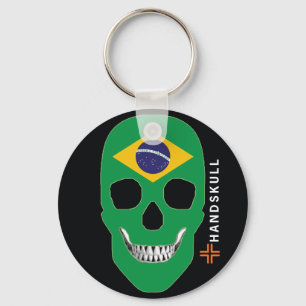 HANDSKULL Brazil,Happy skull,Brazil flag Keychain