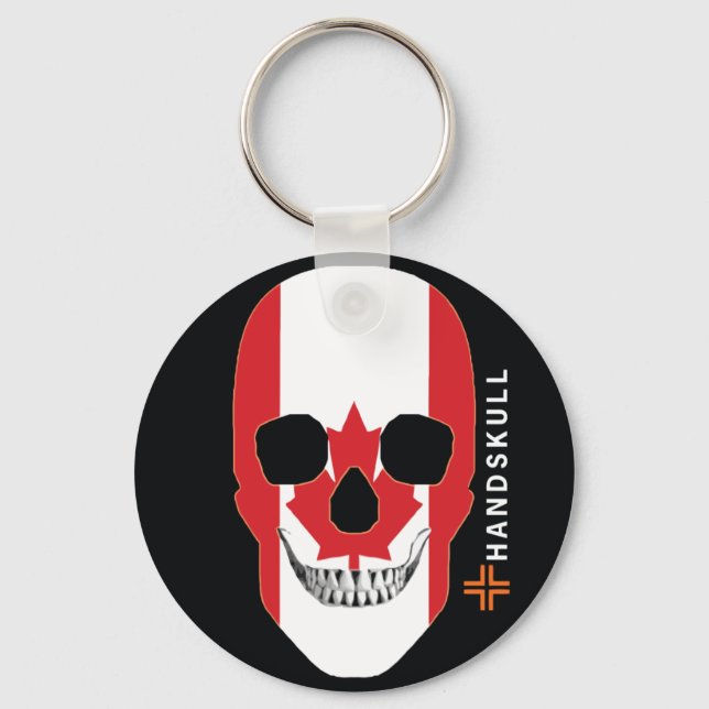HANDSKULL Canada,Happy skull,Canada flag Keychain (Front)