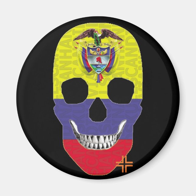 HANDSKULL Colombia round magnet   B2 (Front)