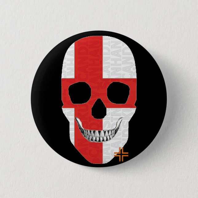 HANDSKULL England Round Badge  black B2 2 Inch Round Button (Front)