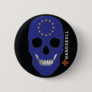 HANDSKULL Europe,Happy skull,Europe flag 2 Inch Round Button