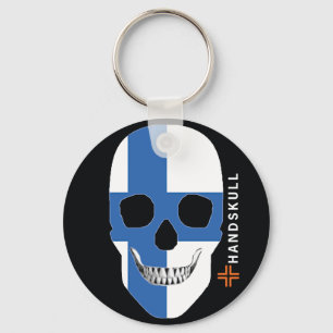 HANDSKULL Finland,Happy skull,Finland flag Keychain