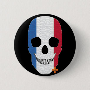 HANDSKULL France Round Badge black B2 2 Inch Round Button