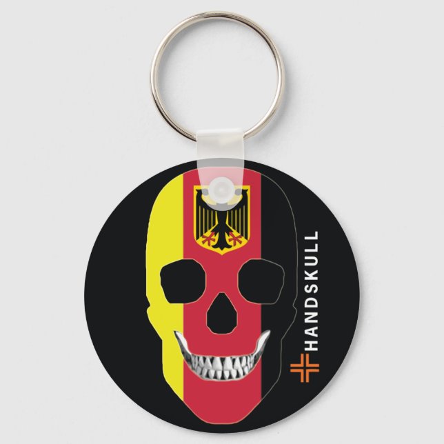 HANDSKULL Germany,Happy skull,Germany flag Keychain (Front)