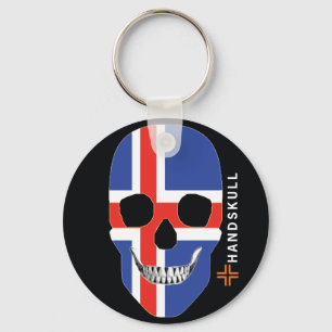 HANDSKULL Iceland,Happy skull,Iceland flag Keychain