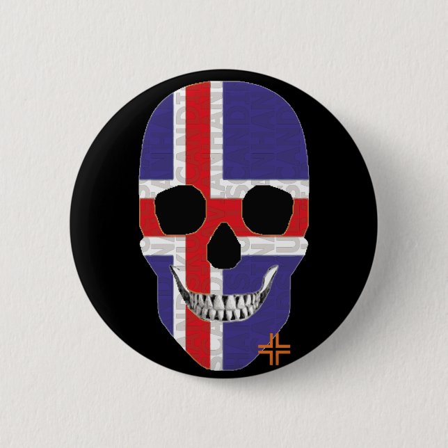HANDSKULL Iceland Round Badge  black B2 2 Inch Round Button (Front)