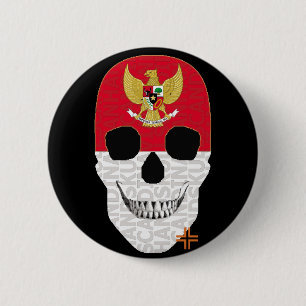 HANDSKULL Indonesia Round Badge black B2 2 Inch Round Button