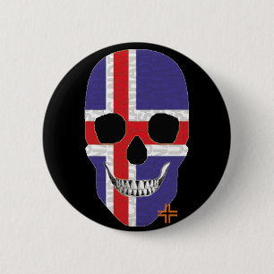 HANDSKULL Islande Badge rond noir B2