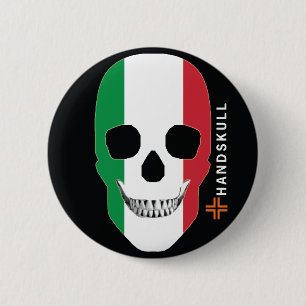 HANDSKULL Italy,Happy skull,Italy flag 2 Inch Round Button