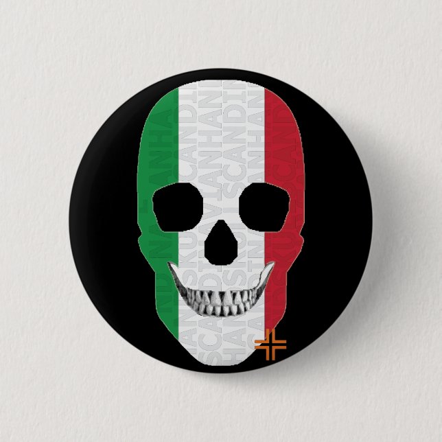 HANDSKULL Italy Round Badge  black B2 2 Inch Round Button (Front)