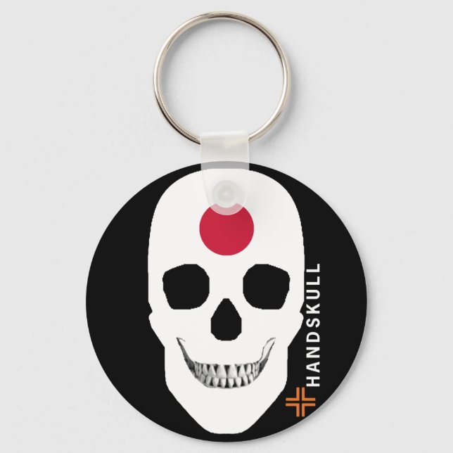 HANDSKULL Japan, Happy skull, Japan flag Keychain (Front)