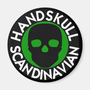 HANDSKULL LIV Forest Green round magnet P3