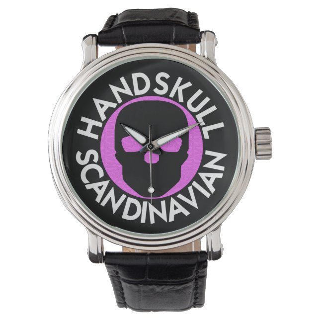 HANDSKULL LIV Hot Pink watch mens leather  P3 (Front)
