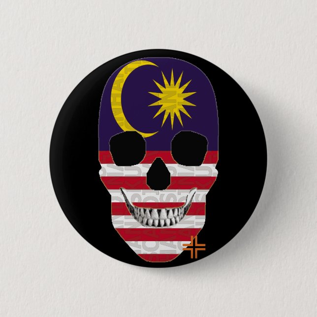 HANDSKULL Malaysia Round Badge  black B2 2 Inch Round Button (Front)