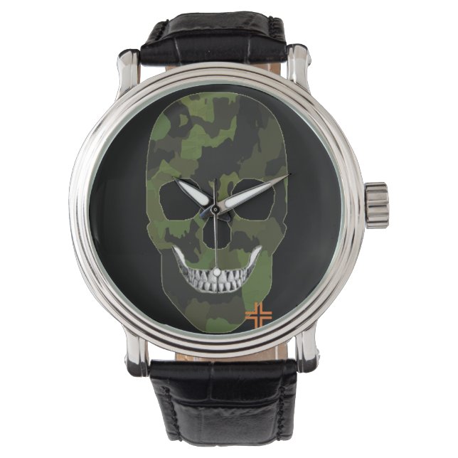 HANDSKULL Montre de l'armée hommes cuir B2 (devant)