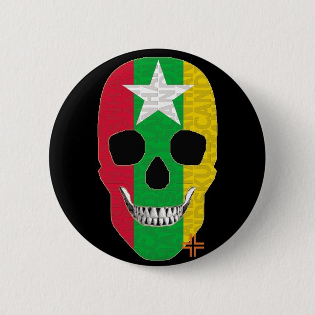 HANDSKULL Myanmar Round Badge noir B2 (Devant)