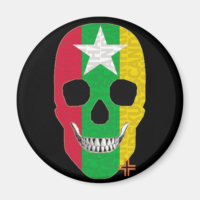 HANDSKULL Myanmar round magnet   B2 (Front)