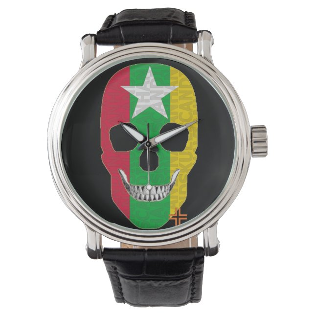 HANDSKULL Myanmar watch mens leather  B2 (Front)