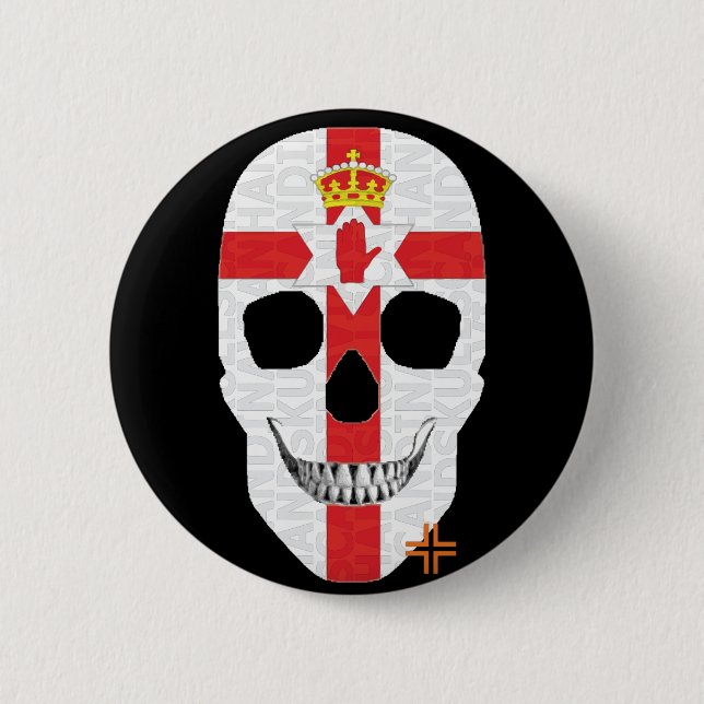 HANDSKULL Northern Ireland Round Badge  black B2 2 Inch Round Button (Front)