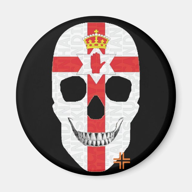 HANDSKULL Northern Ireland round magnet   B2 (Front)