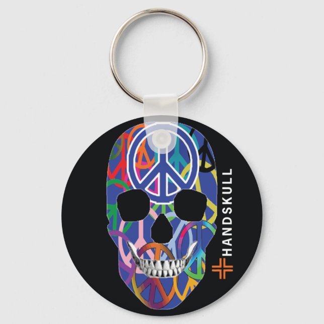 HANDSKULL Peace,Happy skull,Peace flag Keychain (Front)